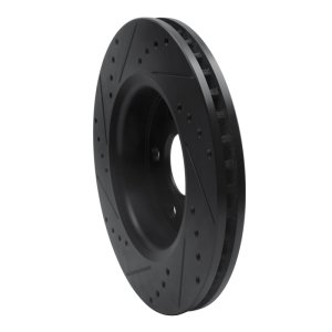 Jeep Commander Brake Rotor (1) - Front Right - R1 Concepts - Drilled & Slotted - Black - `05-`10